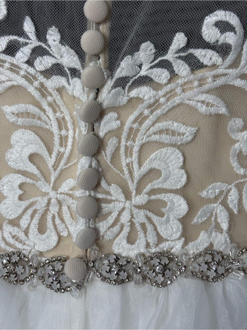 NWT Alfred Angelo Ivory Nude Illusion Lace Bodice Bridal Wedding Gown Dress 18W - Picture 7 of 10